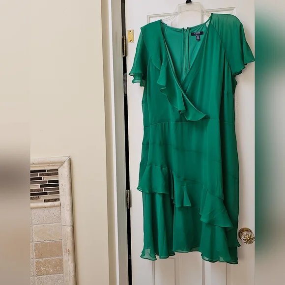 green emerald velvet dress Chaps Women's Cap Sleeve Pleated Matte Jersey Dress Dress, Blue Breeze, XL  at Amazon Women's Clothing store main image 0